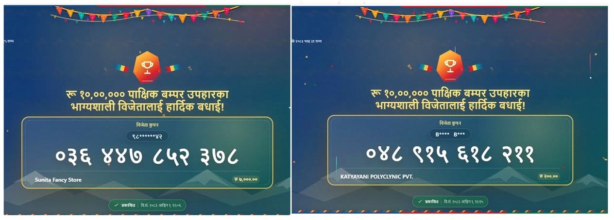 लट्रीबाट ३३ करदातालाई पुरस्कार, दुई जनाले पाए १० लाख